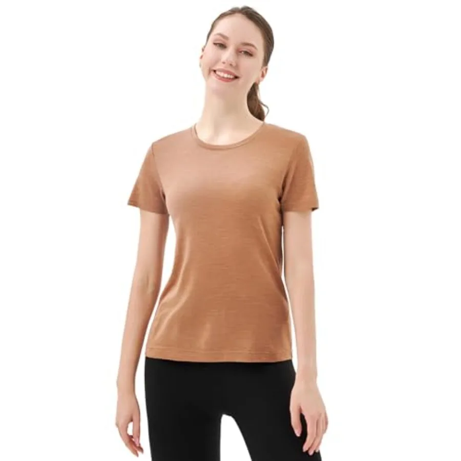 

Футболка из 100% мериносовой шерсти Merino Protect для женщин, с круглым вырезом, коротким рукавом, защитой от запаха, базовый слой, для путешествий и походов