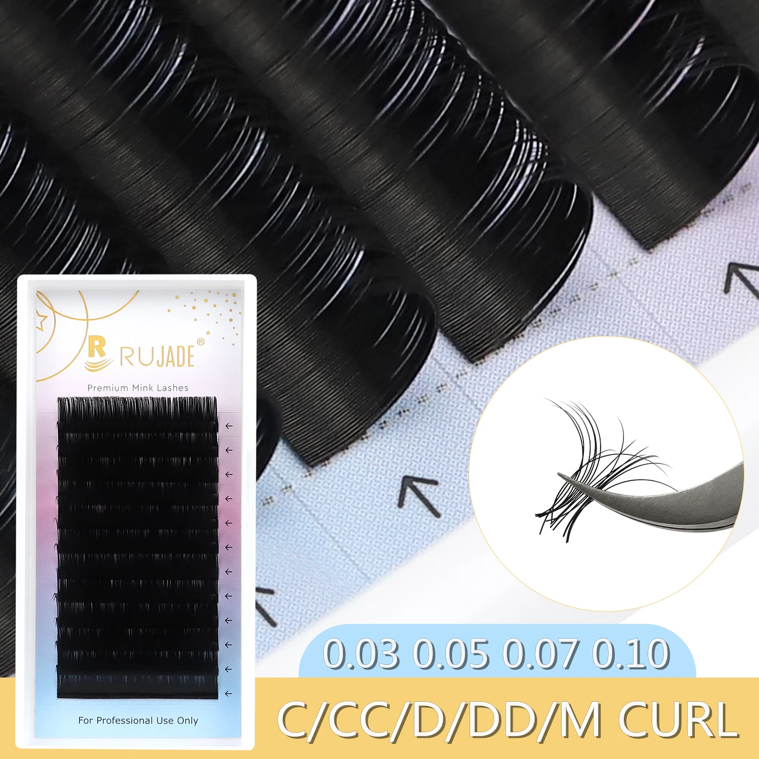 

RUJADE Faux Mink Individual Eyelash Lashes Maquiagem Cilios for Professionals Classic Cashmere Russian Volume Eyelash Extension