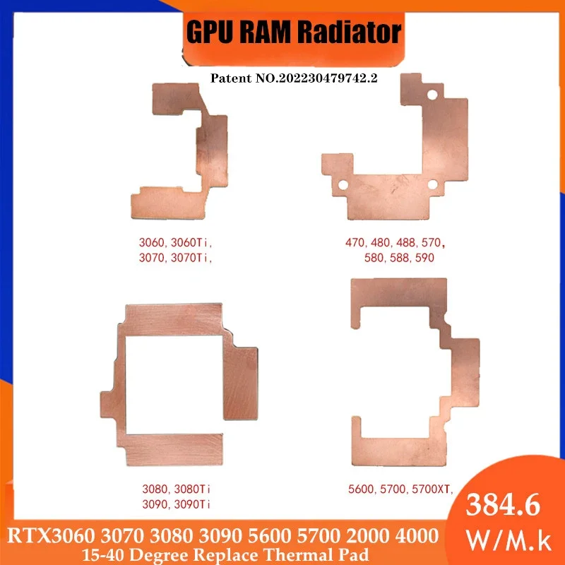 GPU VRAM memoria enfriador almohadilla térmica disipador de calor de cobre compatible con todas las marcas tarjeta gráfica de minero GPU bloque de