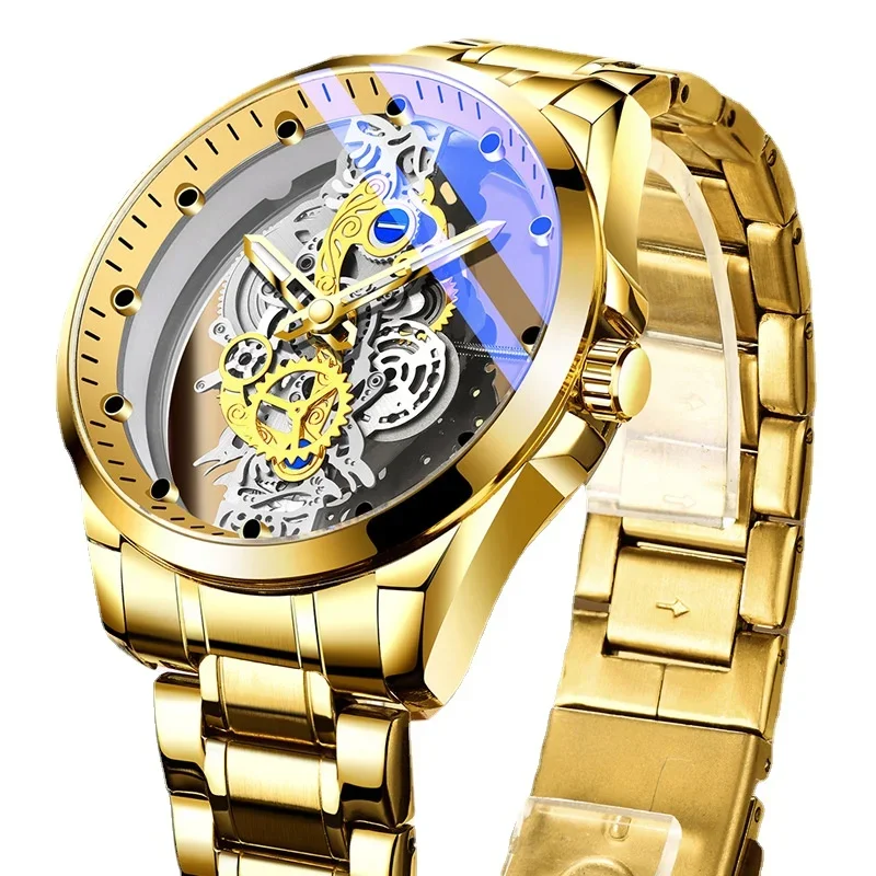 Reloj de moda para hombre, cronógrafo de acero inoxidable resistente al agua, antiarañazos, Tourbillon, luminoso, de doble cara