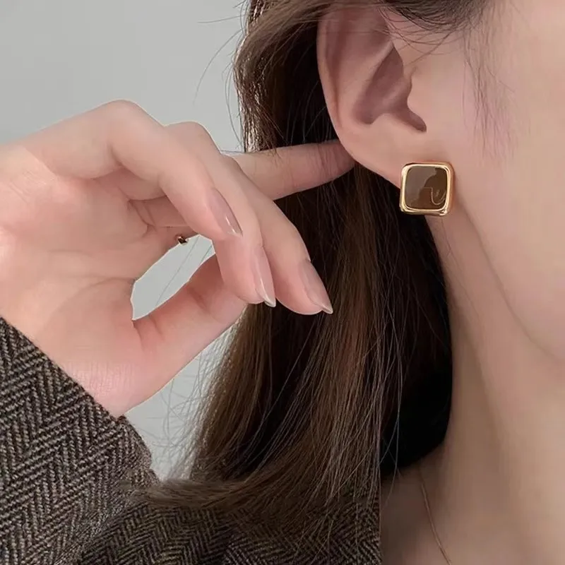 الخريف الشتاء ميلارد بالتنقيط النفط القهوة اللون أقراط للنساء عبر الحدود نمط جديد الراقية الشعور تنوعا الأذن الملحقات