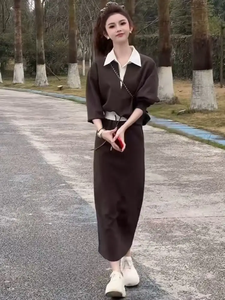 

Study abroad diary: New arrival in spring! color-blocked collar design,casual college style, simple sweater Long sleeved suit