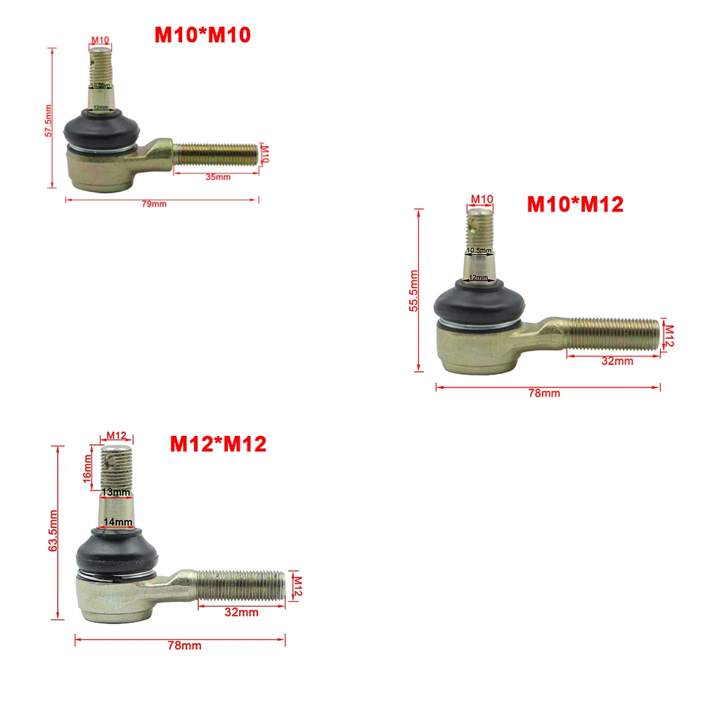 1 pair Tie Rod End Kit Ball Joint For 125cc 150cc 200cc 250cc Yamaha Banshee 350 Raptor 660 YFM125 250 350 550 660 700 YFS200