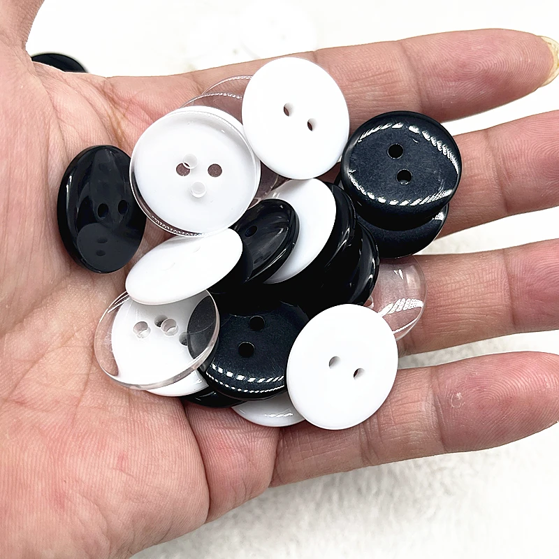 9/10/15/18/20/23/25/30/34mm Two Holes Transparent White Small Buttons Bread Round Resin Sewing Buttons Diy Clothing Accessories