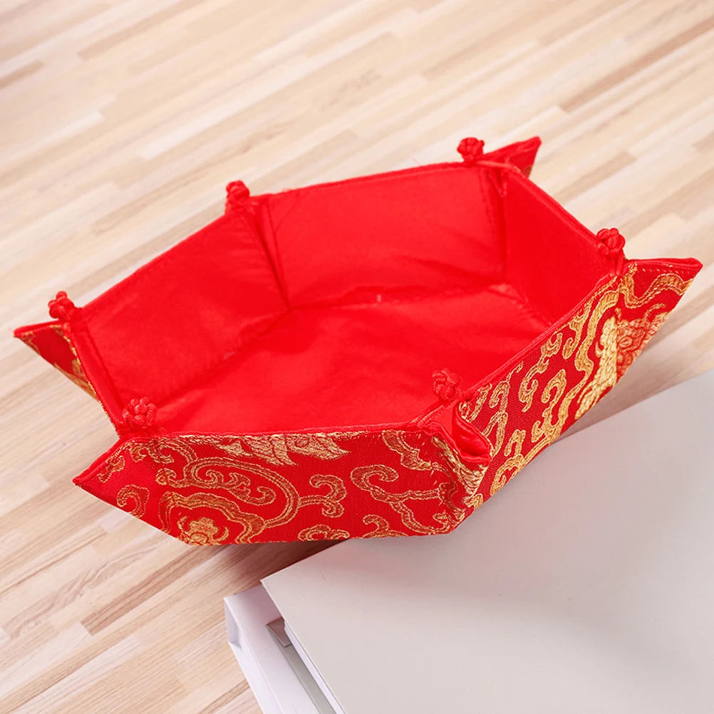 

2Pcs Chinese Style Container Fabric Box for Dried Food Snack Storage Home Office Party Wedding NewYear Gift