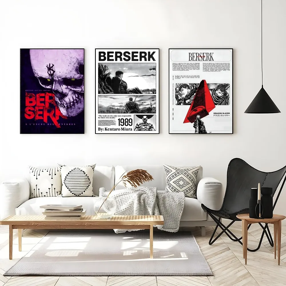 1PC Anime B-berserk Poster Self-adhesive Art Waterproof Paper Sticker Coffee House Bar Room Wall Decor