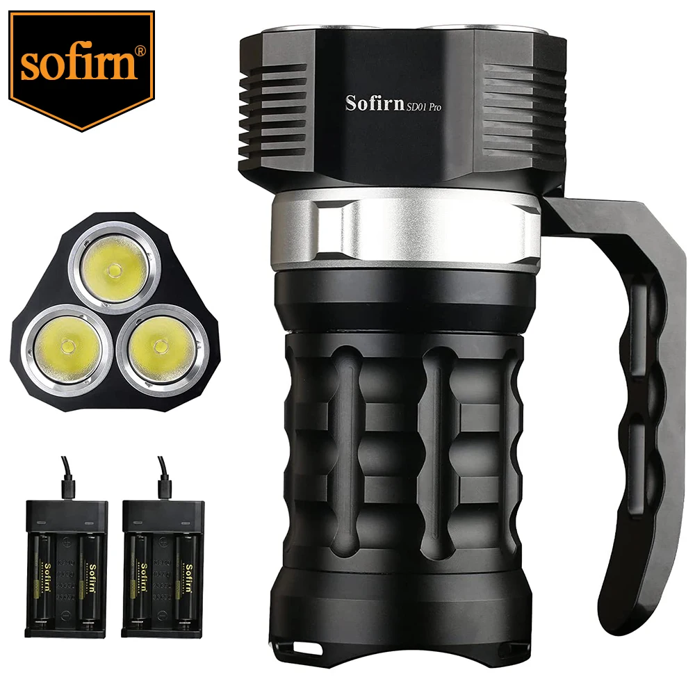 Sofirn-SD01 Pro Super poderosas lanternas de LED, tocha de mergulho, mergulho subaquático, 3 x XHP50.2, 10000LM