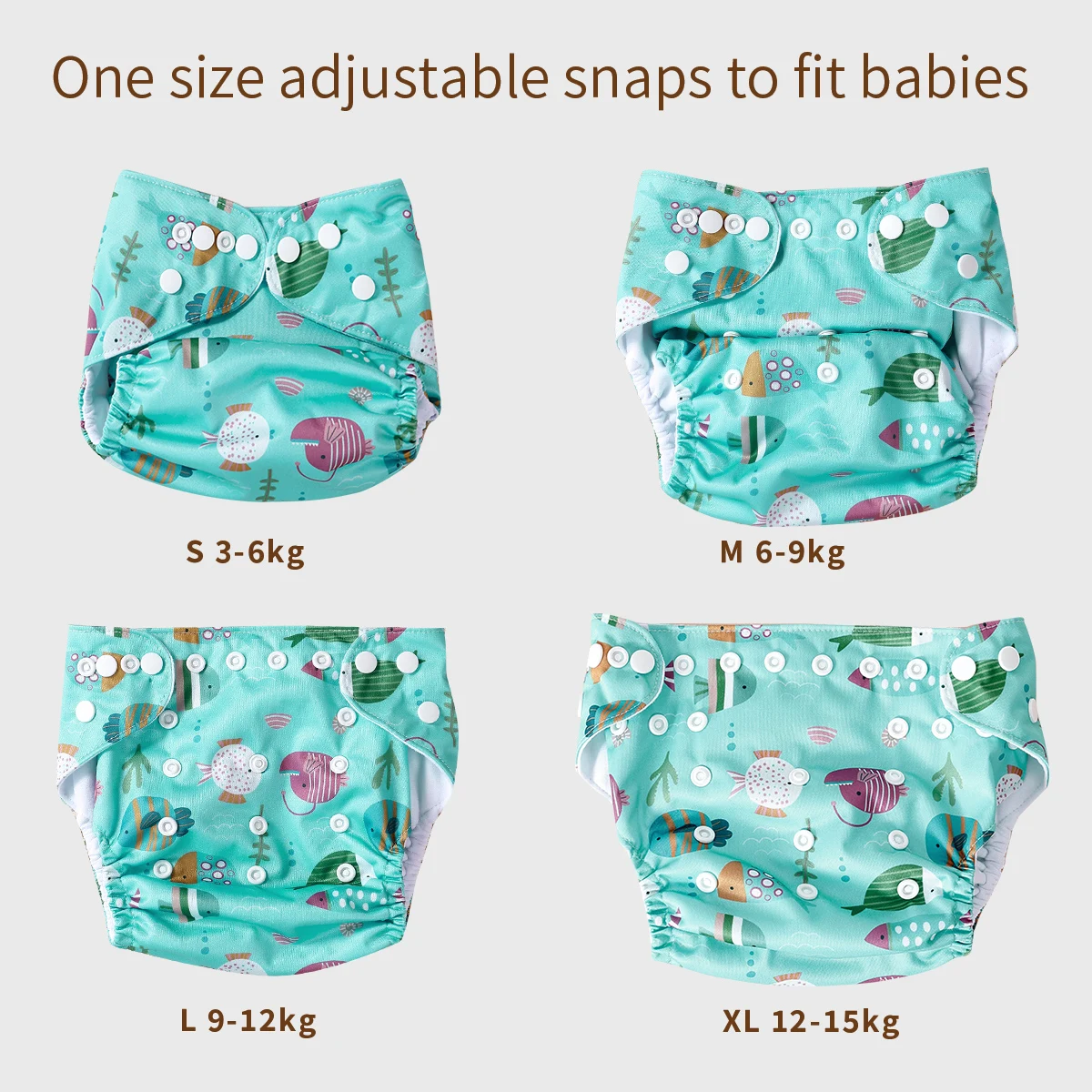 حفاضات قماش الجيب الداخلي من قماش الجلد السويدي من Elinfant للأولاد والبنات من عمر 3 إلى 15 كجم، حفاضات قماشية مقاس واحد قابلة للتعديل