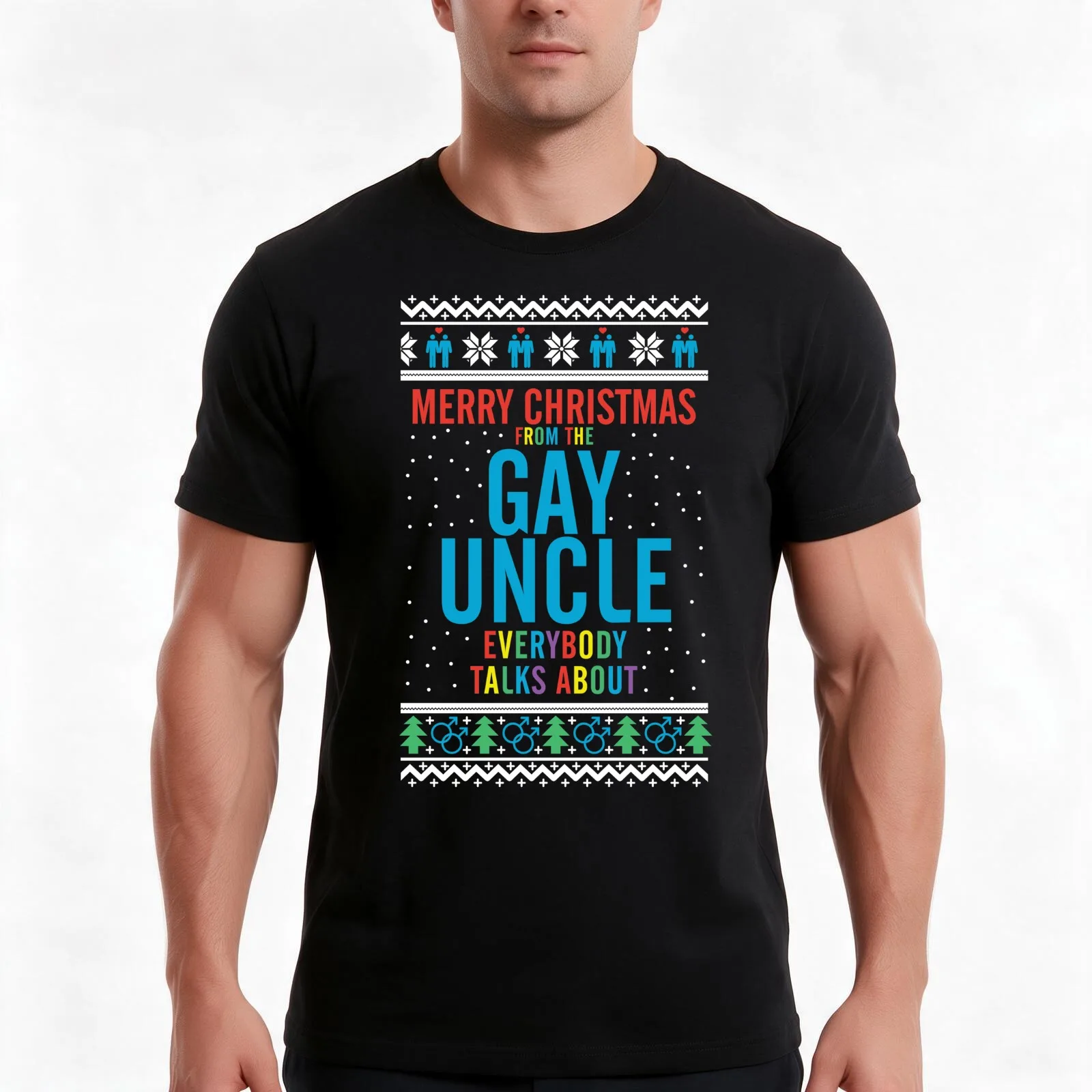 Merry Christmas for the Gay Uncle everybody talks about T-Shirt, Summer Casual Cotton Tee, Oversized Streetwear Tops