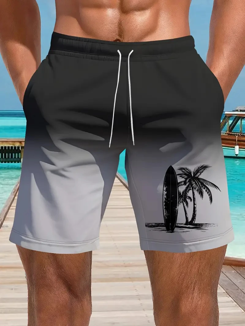 

Trendy Palm Tree Pattern Beach Shorts For Men Fashion Summer Holiday Vacation 3D Printed Short Pant Casual Oversized Swim Trunks