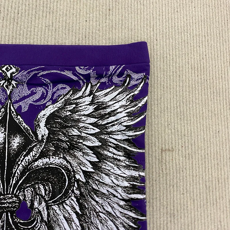 Sexy Purple Drawstring Slim Casual Tops 2000s Aesthetic Fashion Personality Gothic Wings Print Tube Off Shoulder Spice Girl Vest