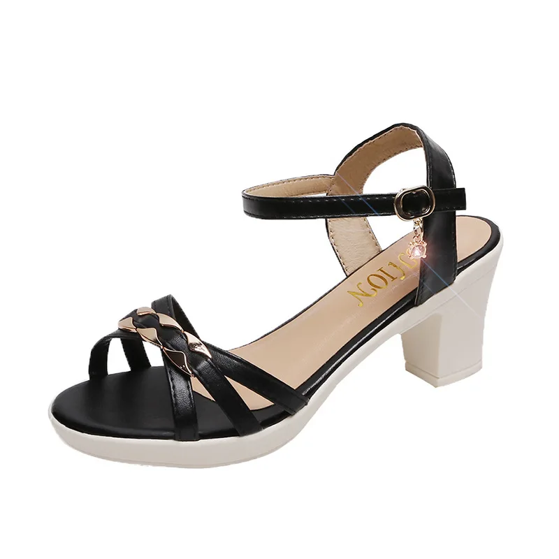 Fashion Wedge Sandals Dress For Women 2024 Comfortable Summer High Heels White Shoes Woman Rhinestones Shoes Size 35 37 39 40
