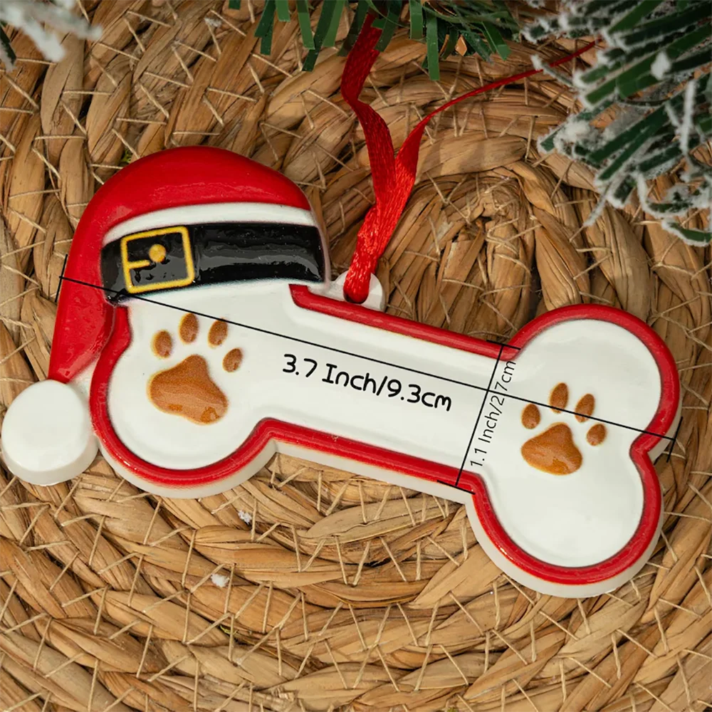Personalized Bone Christmas Ornament for Dog Custom Resin Paw Ornament Pet Name Tree Decor Puppy Xmas Gift Dog Lover Keepsake