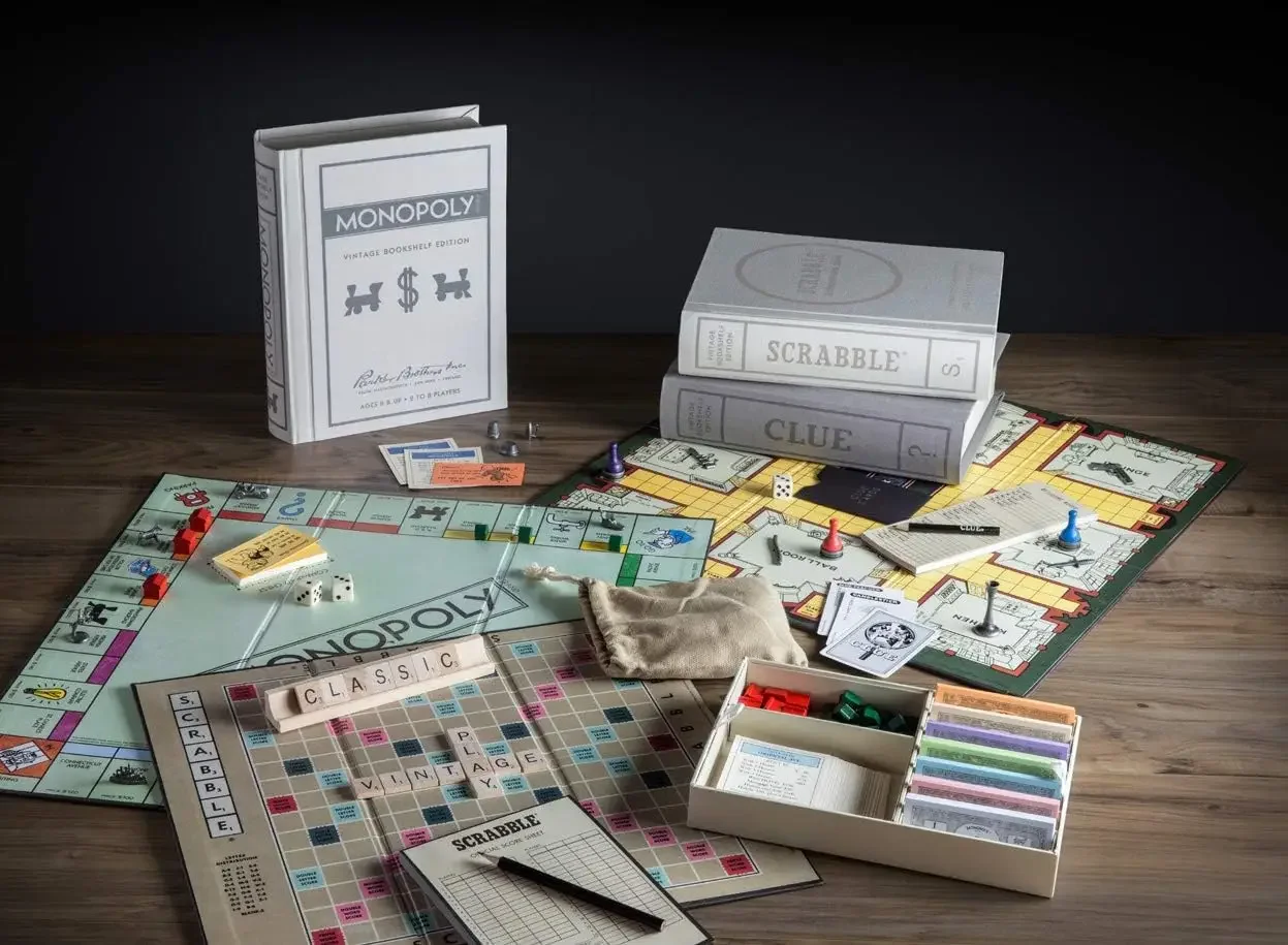 Monopoly, and Clue Vintage Board Game Bookshelf Collection image 2