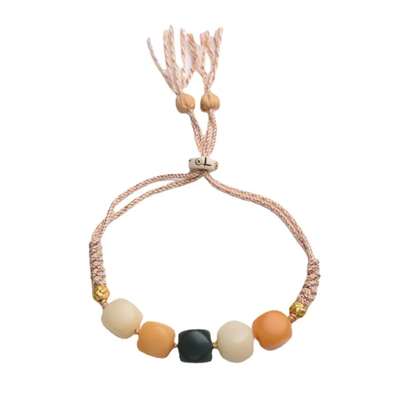 Hand-Woven Duobao Candy Bodhi Hexagonal Suit Duobao Color Matching Archaic and Simple Carrying Strap Crafts Temperamental Bracel image 5