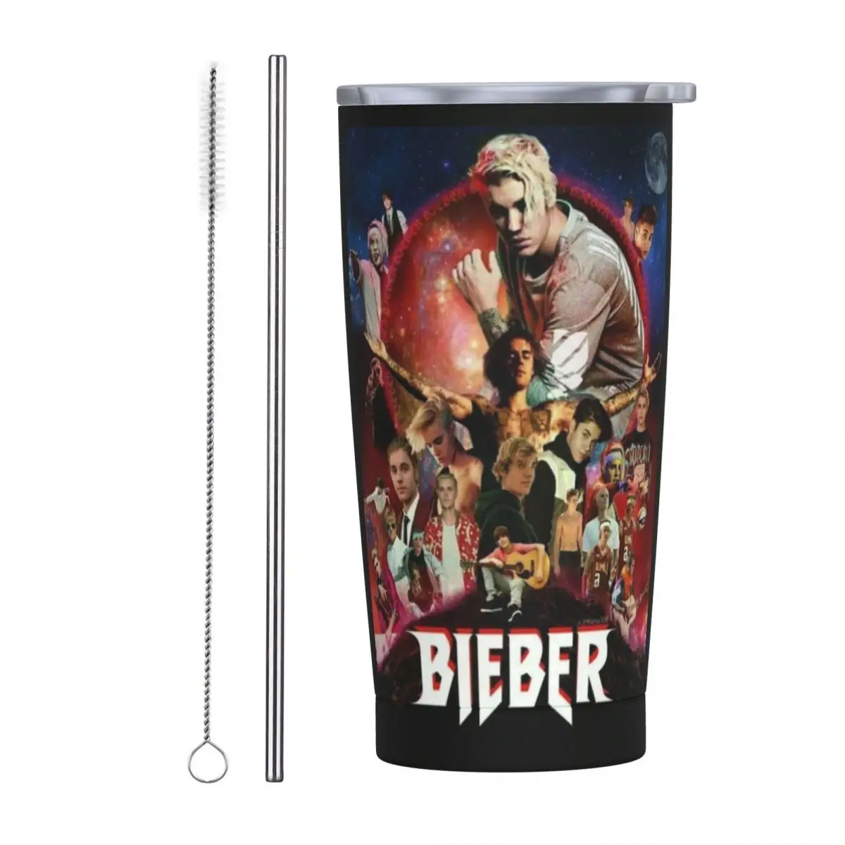 J-Justin Biebers Stainless Steel Tumbler Music Tour Travelist Car Mugs Large Thermal Cups Cold and Hot Milk Tea Water Bottle