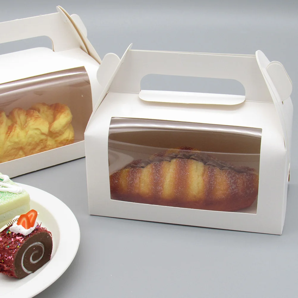 

10 Pcs Cake Roll Packaging Transparent Window Dessert Containers Pastry Small Banquet Hotel Cafe Party Cupcake Boxes Cookie