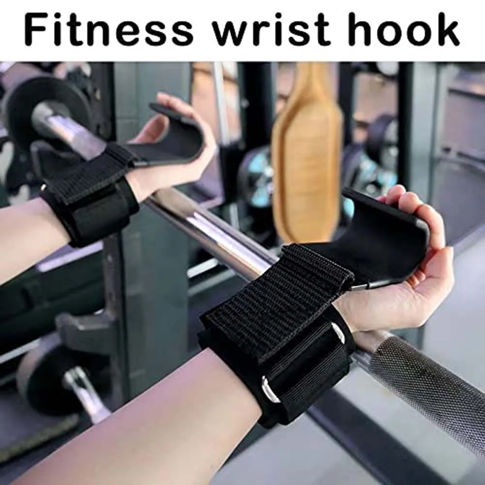 Weight Lifting Hook Grips Padded With Wrist Wraps Hand-Bar Powerlifting Gloves Heavy Duty Pull-ups Hooks Gym Training Straps