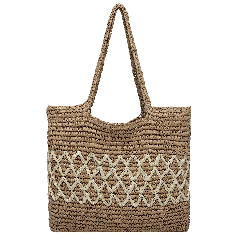 

Casual Women Straw Handbags Tote Bags Large Capacity Ladies Shoulder Messenger Bags High Quality Female Weave Beach Shopping Bag