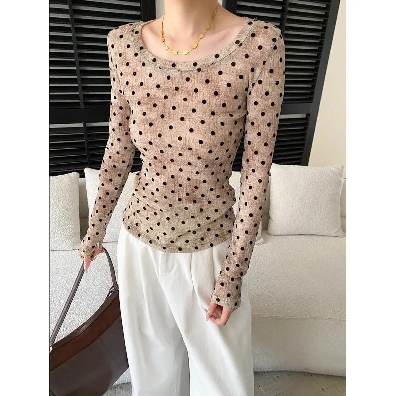Early Spring New Style, Millennial Style Polka Dot Tie-dye Design, Niche, Slim-fitting T-shirt As A Base Shirt