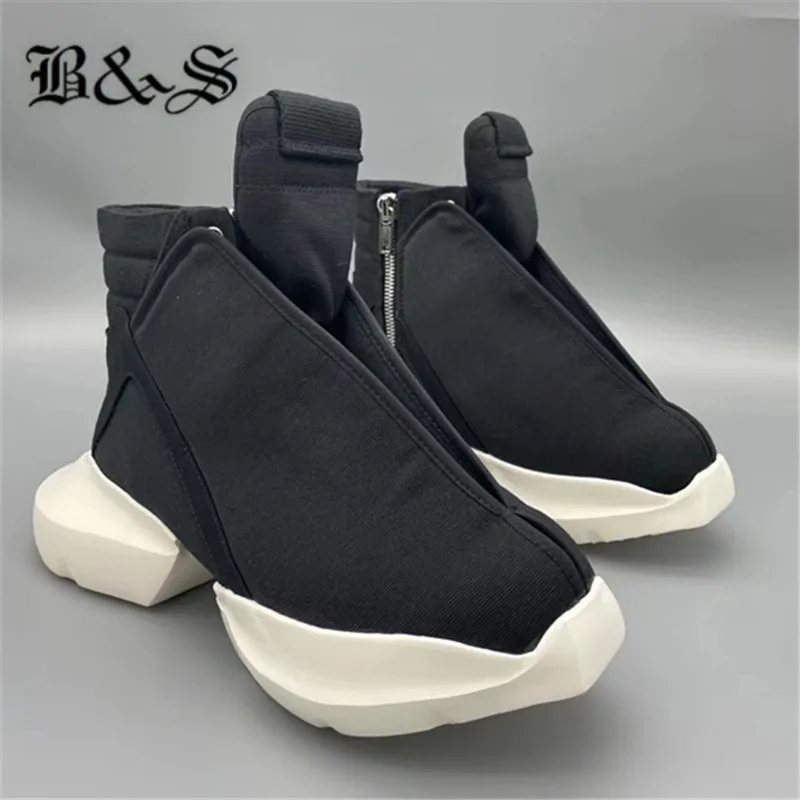 

Black&Street 2022ss Big fly Wing Satin canvas X runner High Street Punk Boots thick sole increasing men Botas