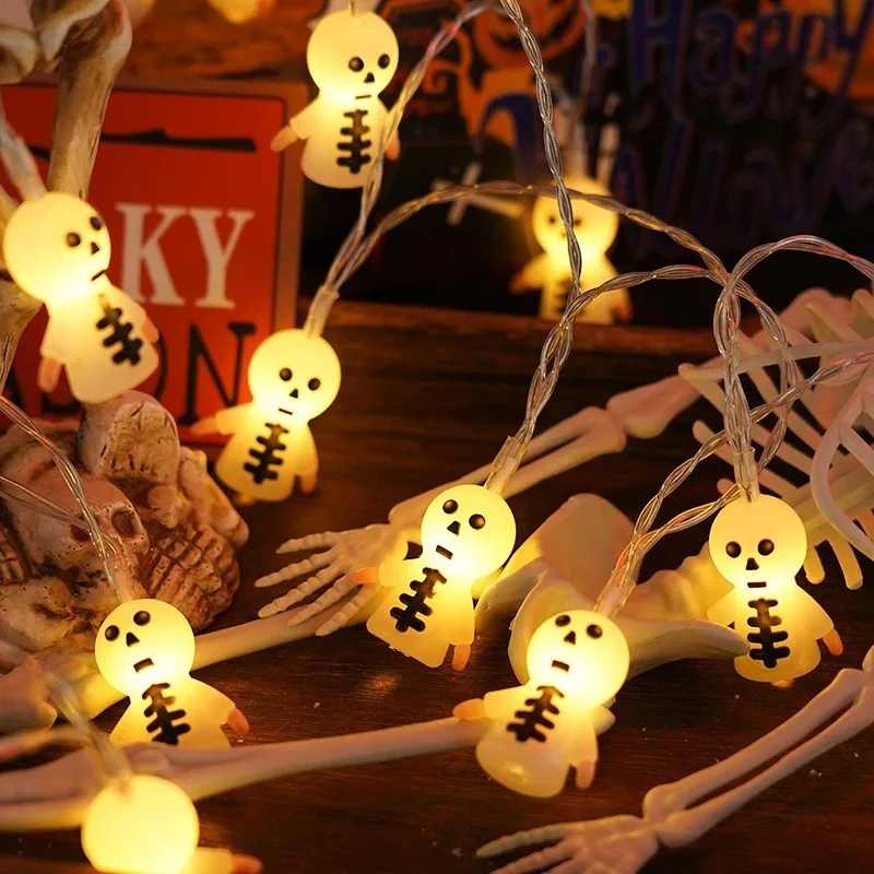 LED Halloween Pumpkin Lantern String Ghost Bat Skull Skull Lantern String alimentato a batteria per Horror Halloween Party Ball Lights