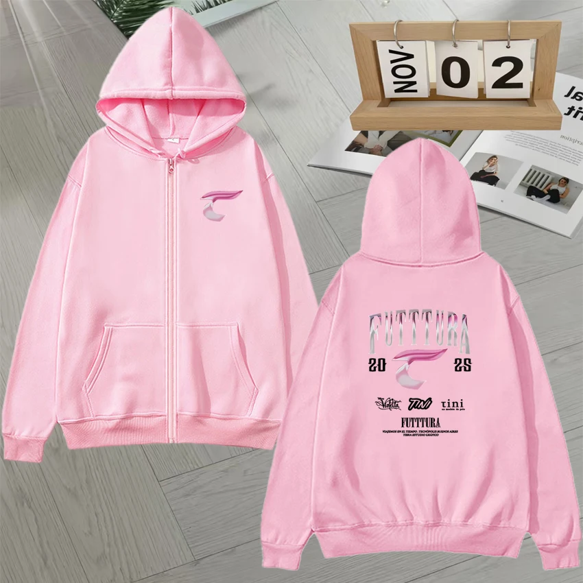 Sänger TINI STOESSEL F struttura Album 2025 Tour Zipper Hoodie Männer Frauen Langarm Mode Fleece Retro Jacke Sweatshirts Unisex
