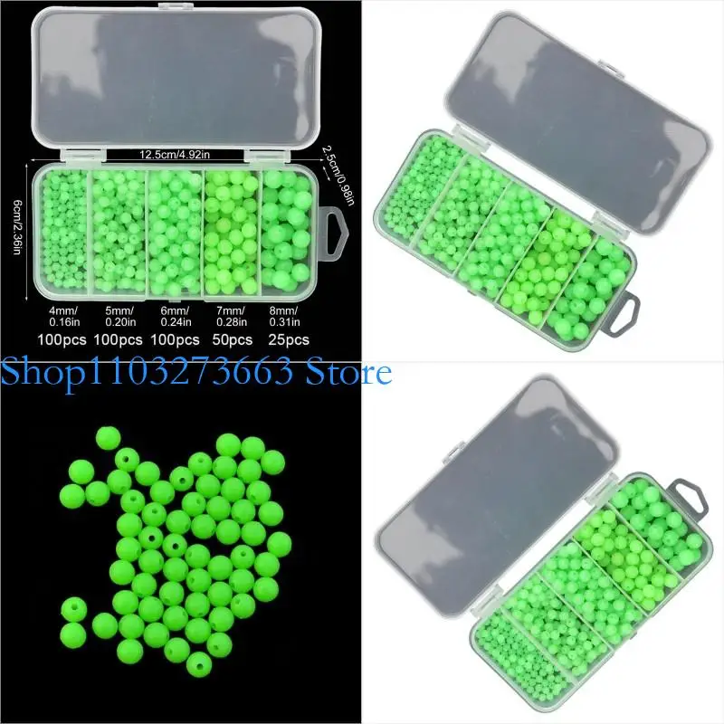 

652F 375Pcs/Set Fishing Beads Fishing Accessory Night Glow Fishing Soft Beads Green Fishing Baits Eggs Fishing Tackles Tool
