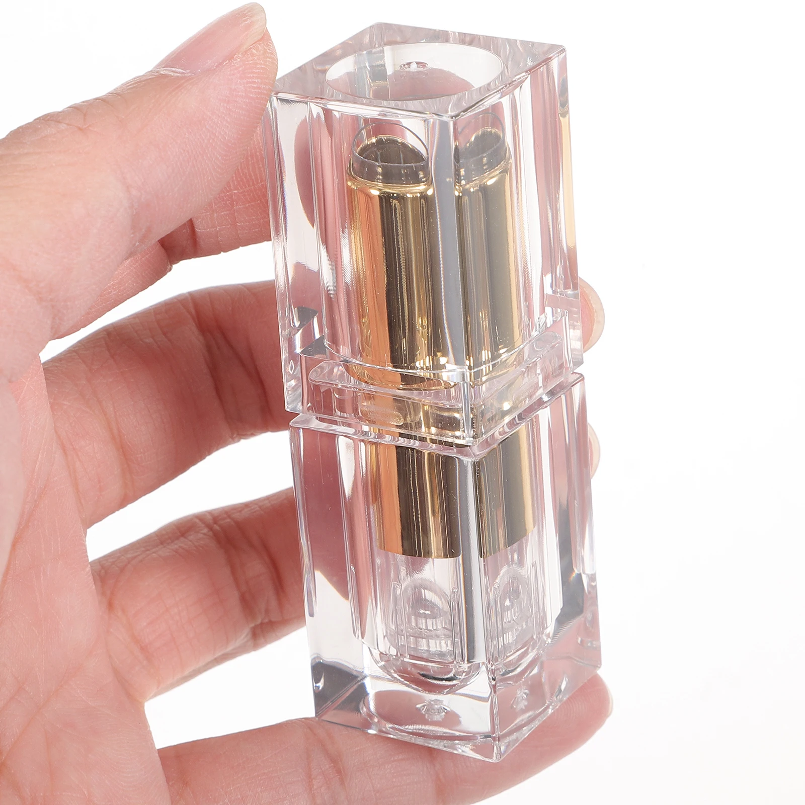 

4 Pcs Transparent Diy Lipstick Tubes Reusable Lip Balm Holders Self Drawing Bevel Design Cosmetic Storage Case