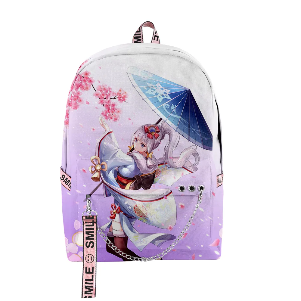 

Popular Youthful School Bags Unisex Genshin Impact Kamisato Ayaka Bags 3D Print Oxford Waterproof Notebook Shoulder Backpacks