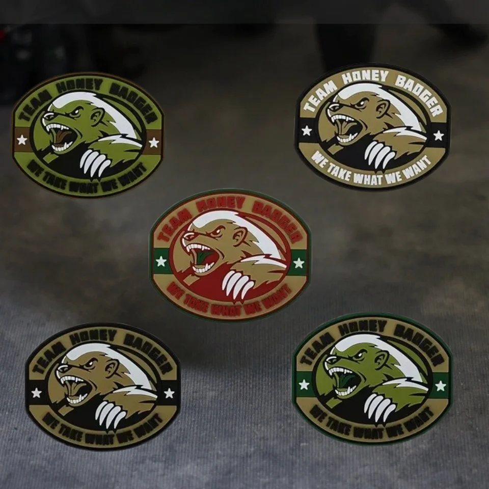 

TEAM HONEY BADGER PVC Patch Tactical Badgers Morale Badge Hook and Loop Patches for Military Backpack Jacket Armband Stickers