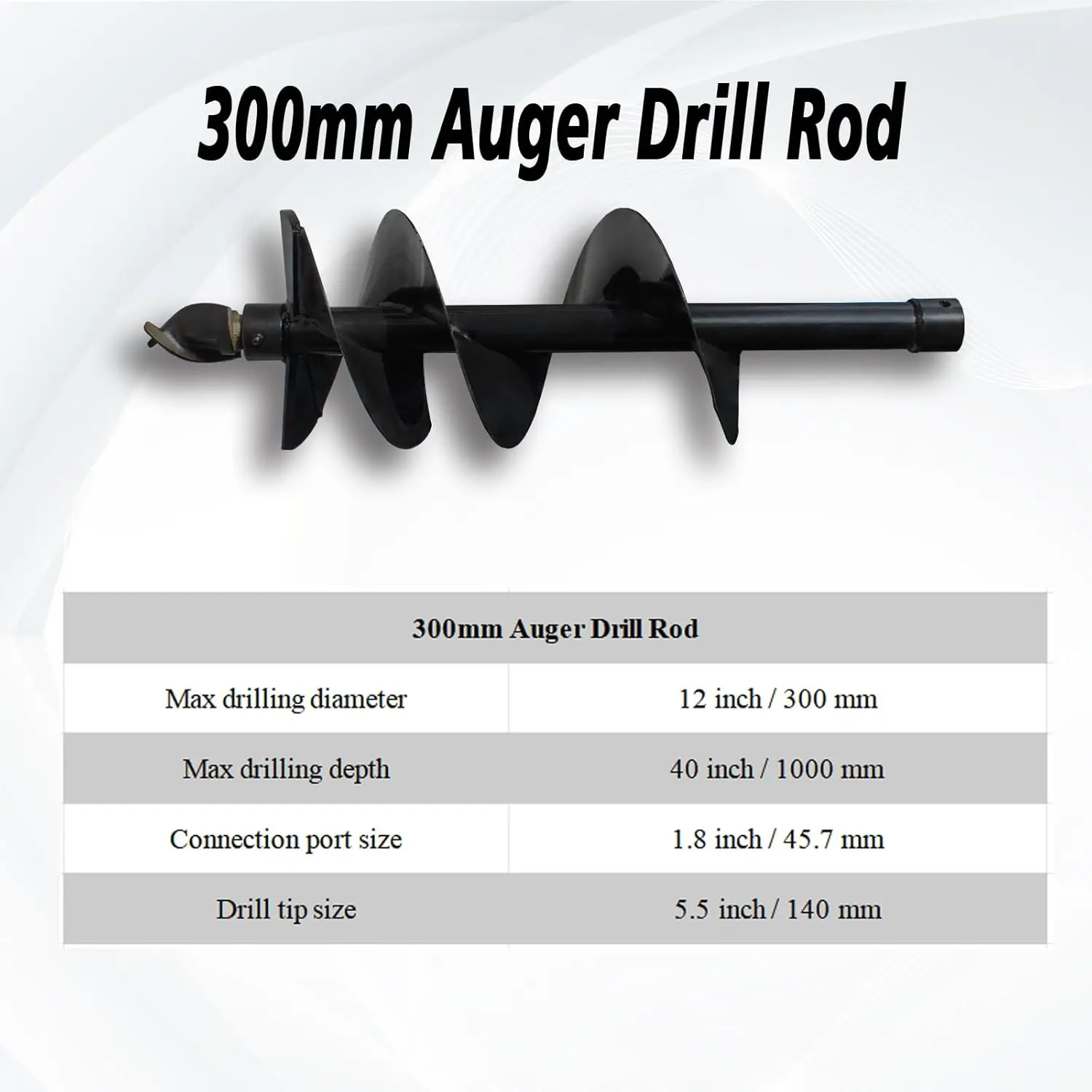 USA STOCK 300MM 400MM Auger Drill Rod Attachment for 1Ton-1.5Ton Mini Excavator Small Digger