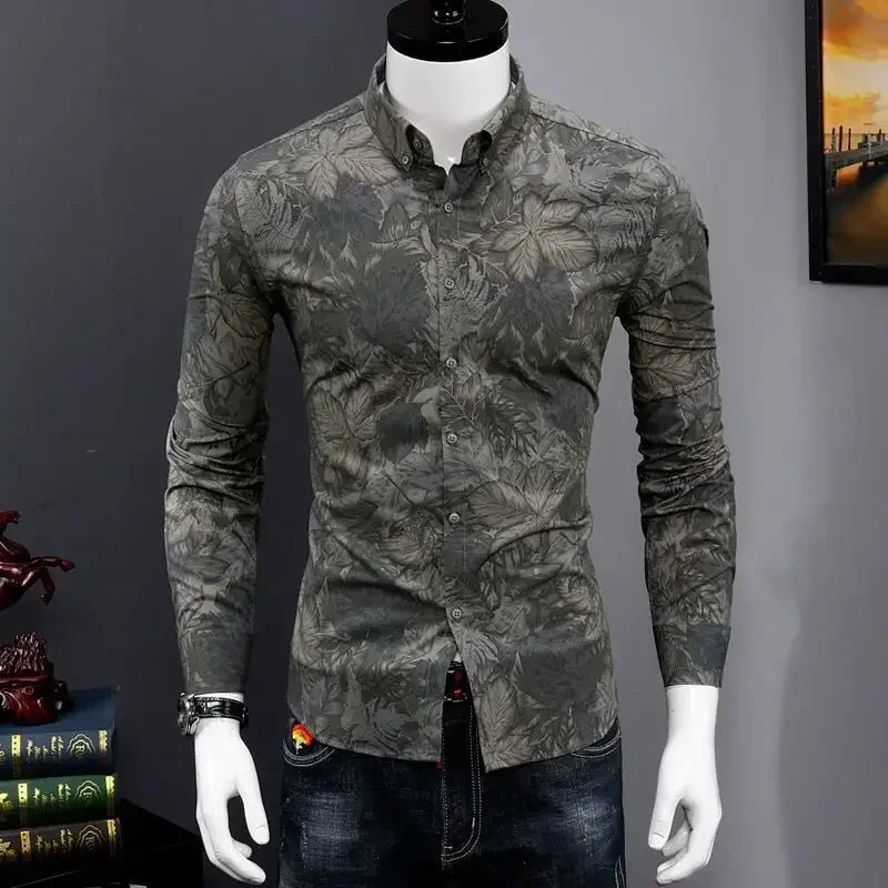 

Shirts And Blouses Men Floral Clothing Long Sleeve Man Tops Printed Hawaiian Funny 2025 New In Slim Fit Fashion Asia JJ1267
