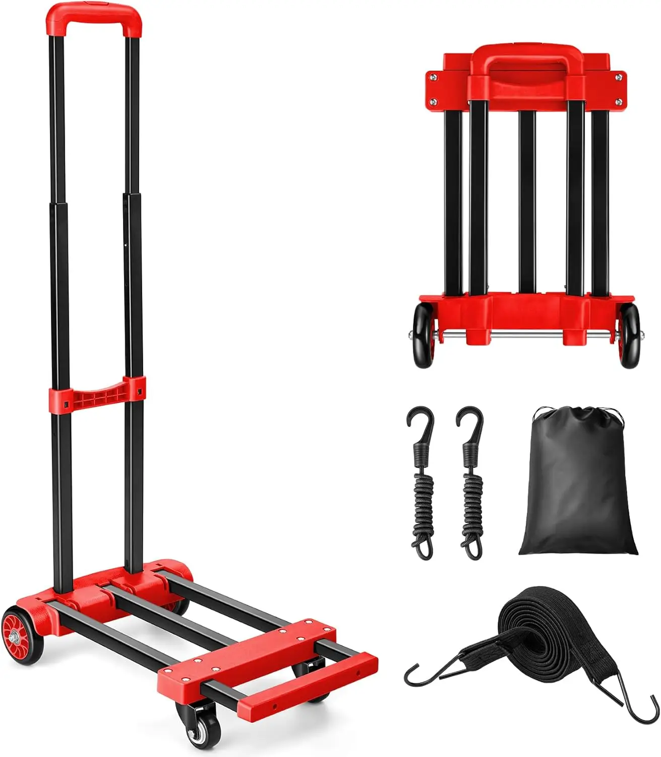 Folding Hand Truck for Moving Solid Construction Utility Cart Compact and Lightweight for Luggage Personal Travel Auto