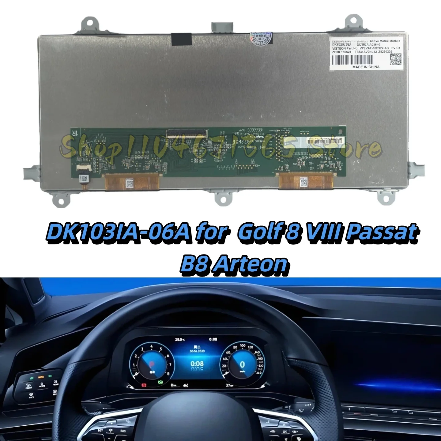 DK103IA-06A VPLVAF-10D922-AE 10.3 inch LCD Display Screen for Golf 8 Dashboard Instrument Cluster for Passat 5H092031