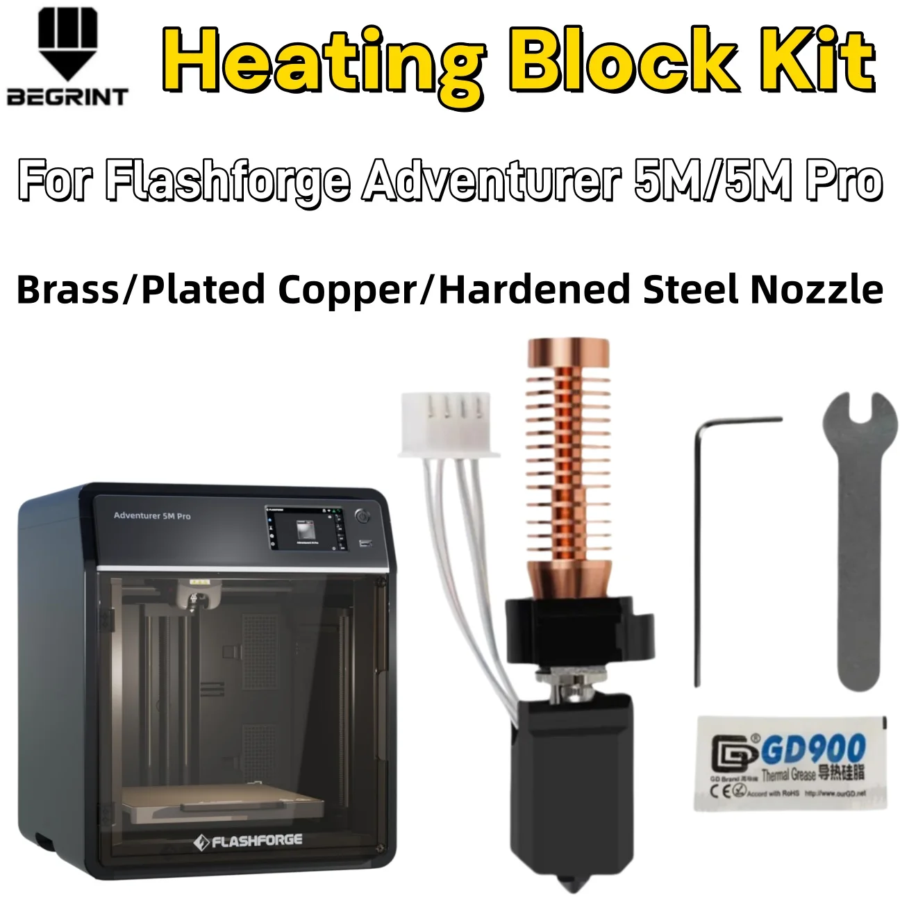 Quick-Swap High Flow Hotend Kit for Flashforge Adventurer 5M 5M Pro Ceramic Heating Block Hardened Steel Nozzle 3D Printer Parts