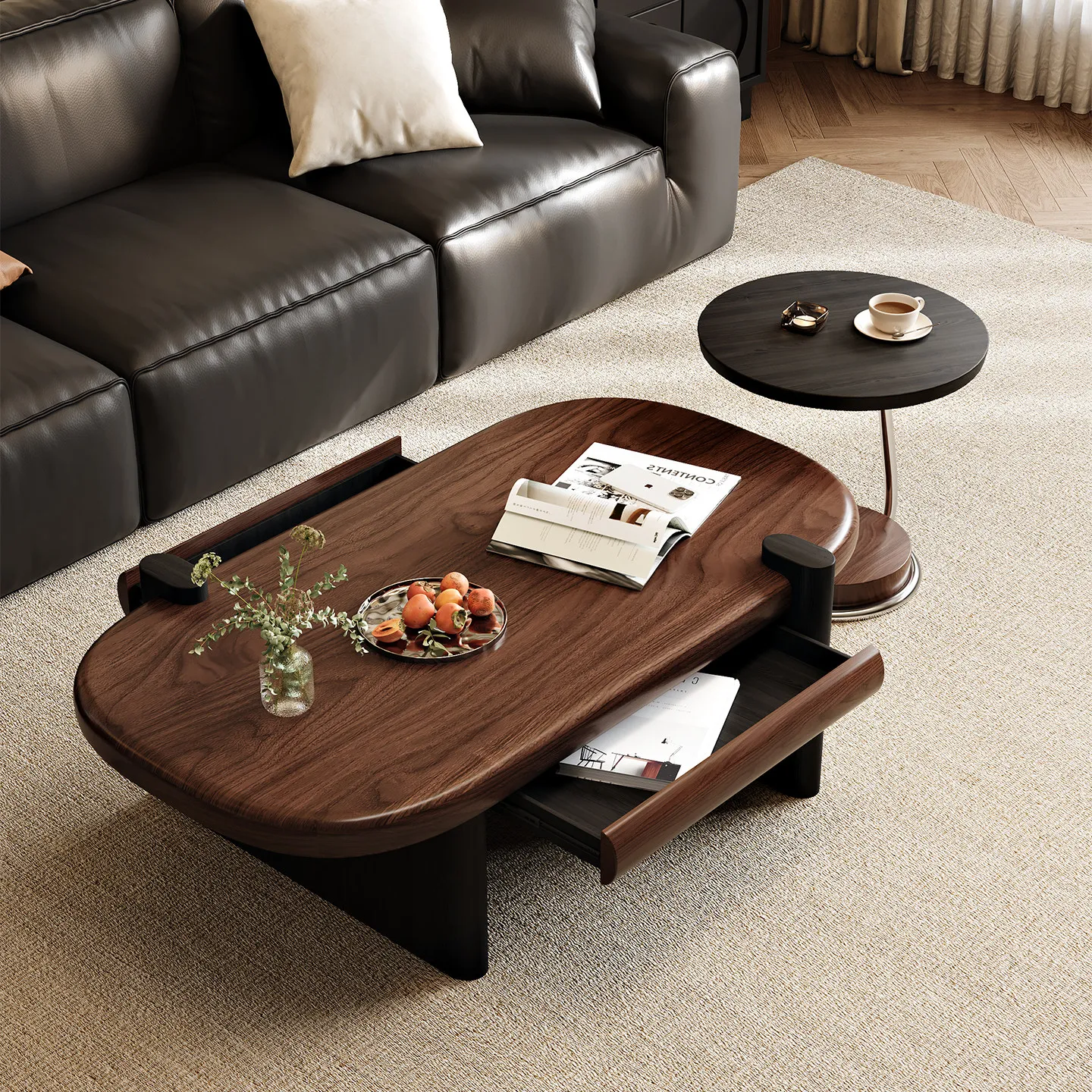 Solid Wood Medieval Simple Coffee Table Set Suitable For Living Rooms Small Apartments And Modern Decoration Styles