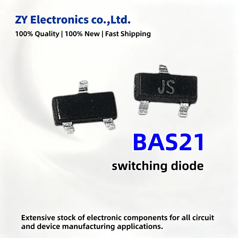 50-200PCS Brand New BAS21 JS SOT-23 High Voltage Switching Diode