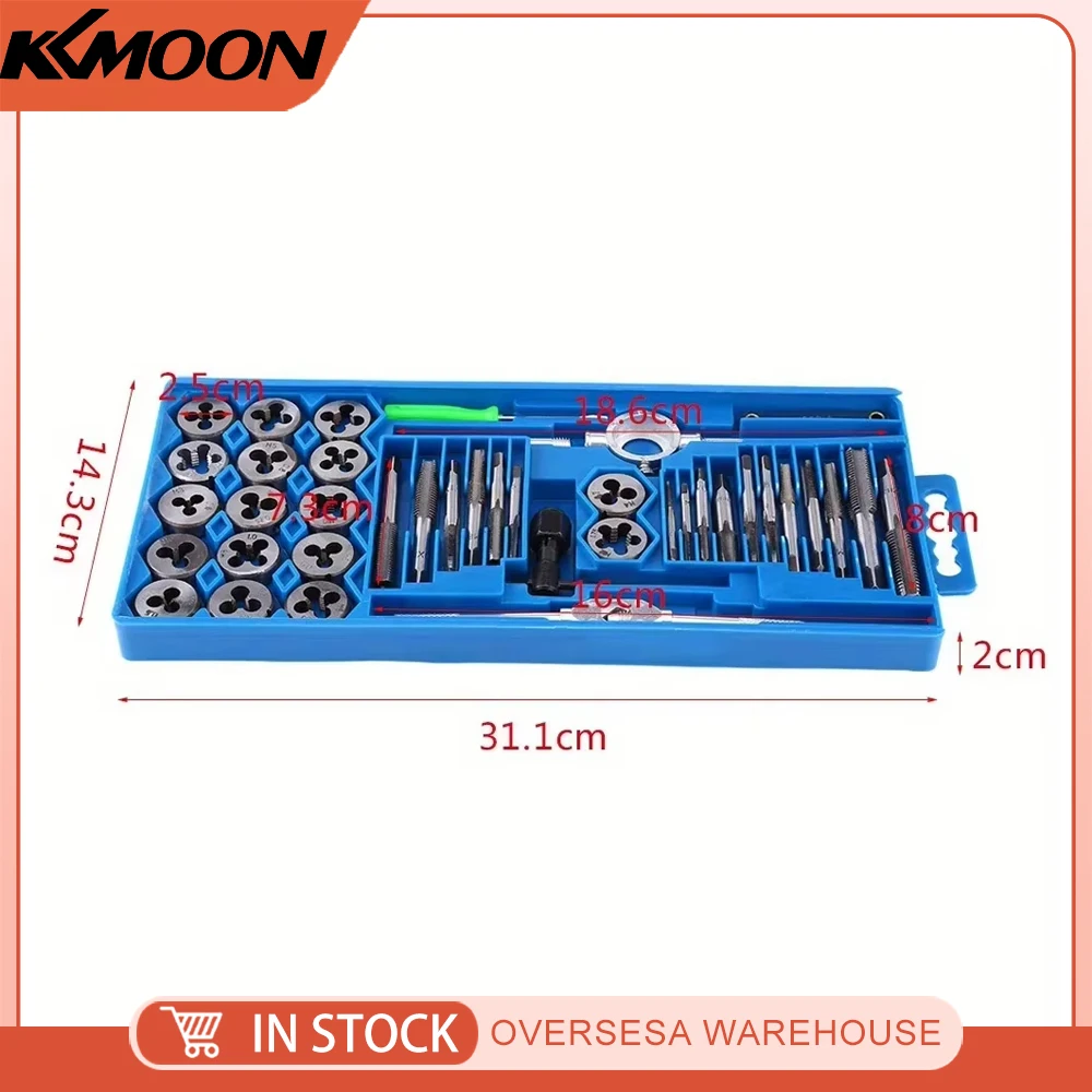 40 pcs Hardened Tap& Die Set Screw Thread Taper Hand tools