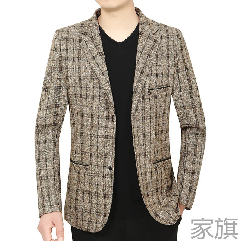 

1-D2 Suit Middle-aged Men's Coat 2024 Spring and Autumn Korean Style Slim-fit Small Suit Dad Jacket Top