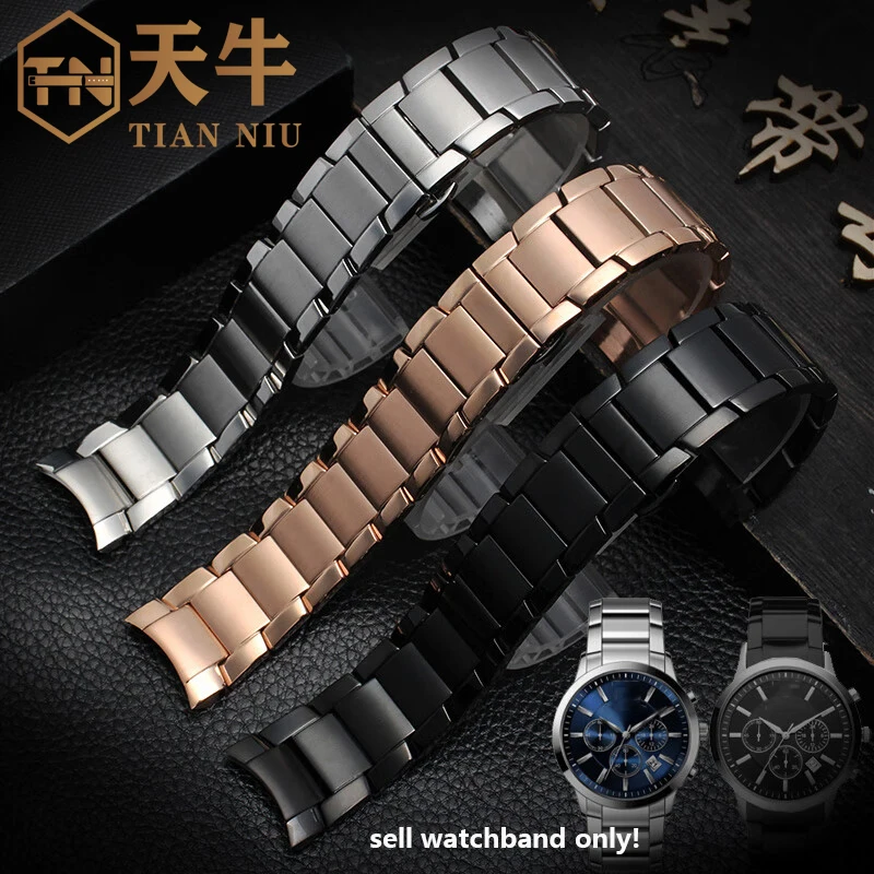 22 مللي متر سوار ل أرماني AR2448 2447 2432 2433 2458 2434 2453 الصلبة الفولاذ المقاوم للصدأ حزام (استيك) ساعة قوس على شكل نهاية حزام الملحقات