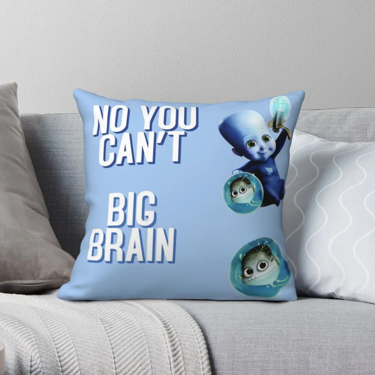 Megamind Baby Square Pillowcase Polyester Linen Velvet Creative Zip Decor Home Cushion Case