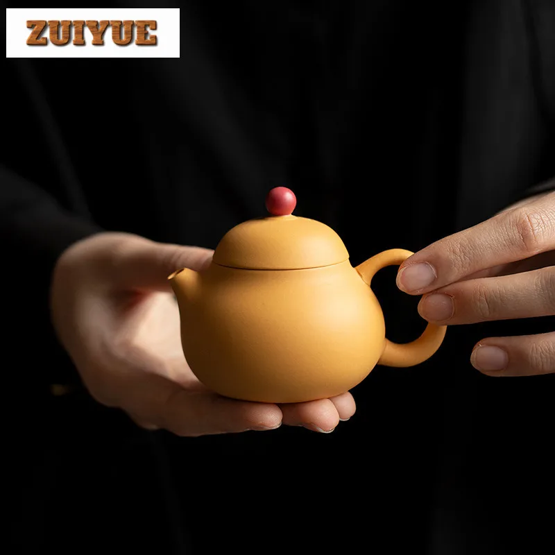 90ml Classic Purple Clay Teapots Handmade Wen Dan Pot Raw Ore Yellow Section Mud Kettle With Strainer Zisha Tea Set Craft Gifts