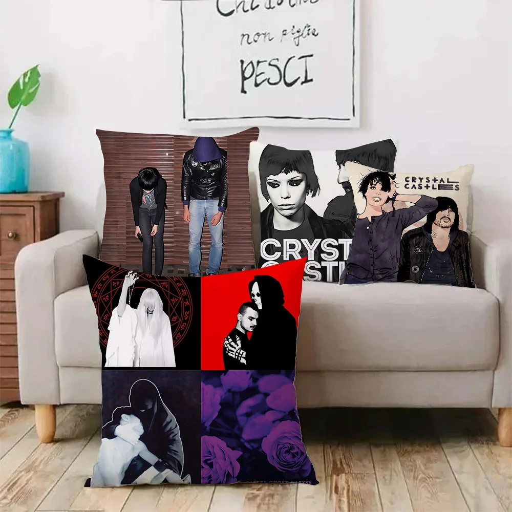 C-Crystal Castles Pillow Covers Cartoon Sofa Decorative Home Double-sided Printing Short Plush Cute Cushion Cover