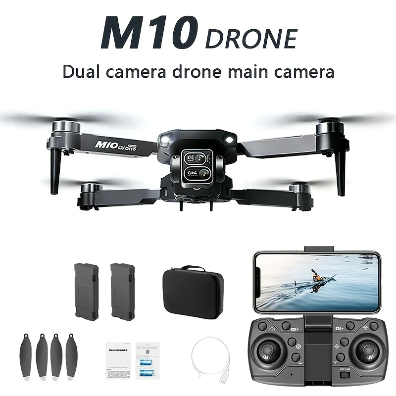 

M10pro Max Drone 4K HD Dual Camera Real-time transmission, intelligent obstacle avoidance, 2 batteries, foldable portable design. Easy to operate, perfect for aerial photography, travel & family fun. Ideal gift for beginners!