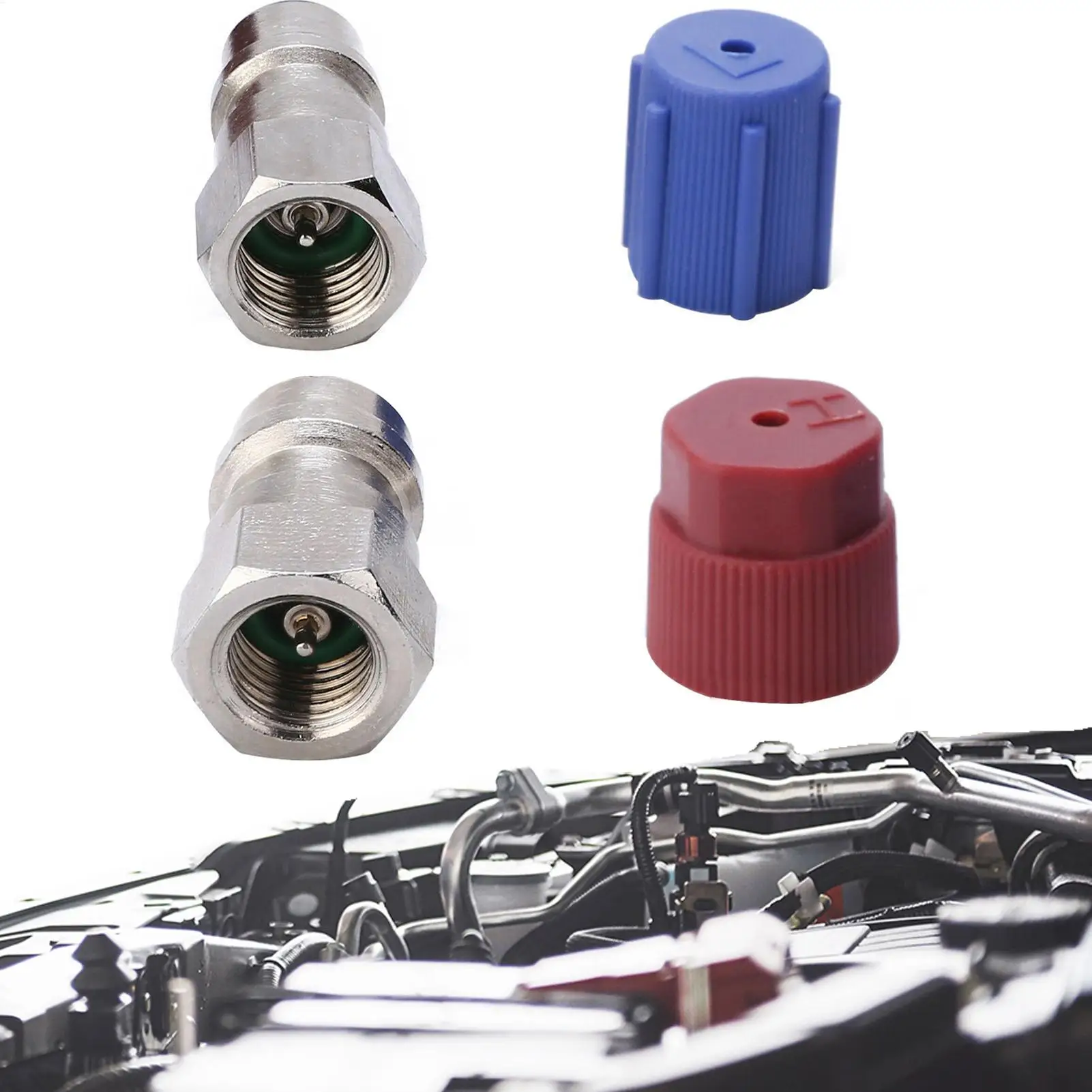 R12 to R134a AC Fitting Conversion Adapter Kit auto Air Conditioner Conversion Adapter High/Low AC Fitting Port Fit for car