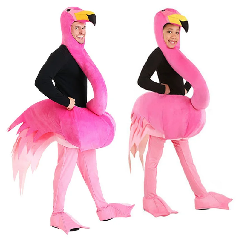 

Brand New Rose Red Flamingo Men Costumes Carnival Party Funny Flamingo Kids Role Play Fancy Jumpsuit Adult Smart Bird Cosplay