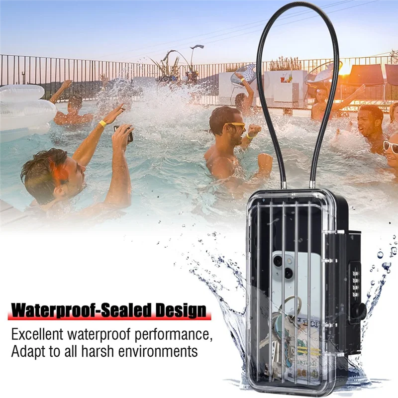 Lock Box, Phone Lock Box, Security Lock Box, Transparent Outdoor Waterproof Travel Safe,Password Beach Box Durable ,Transparent
