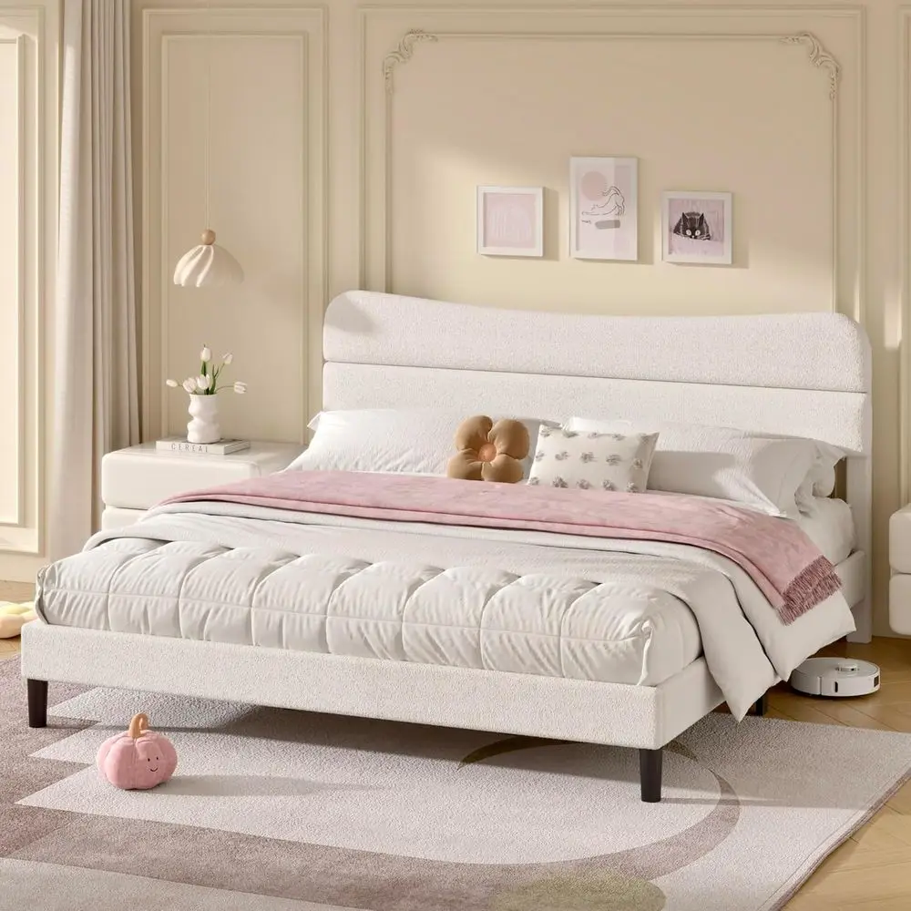 

Кровать King Size с мягким изголовьем из пенополиуретана, без пружинного блока, бесшумная, белая