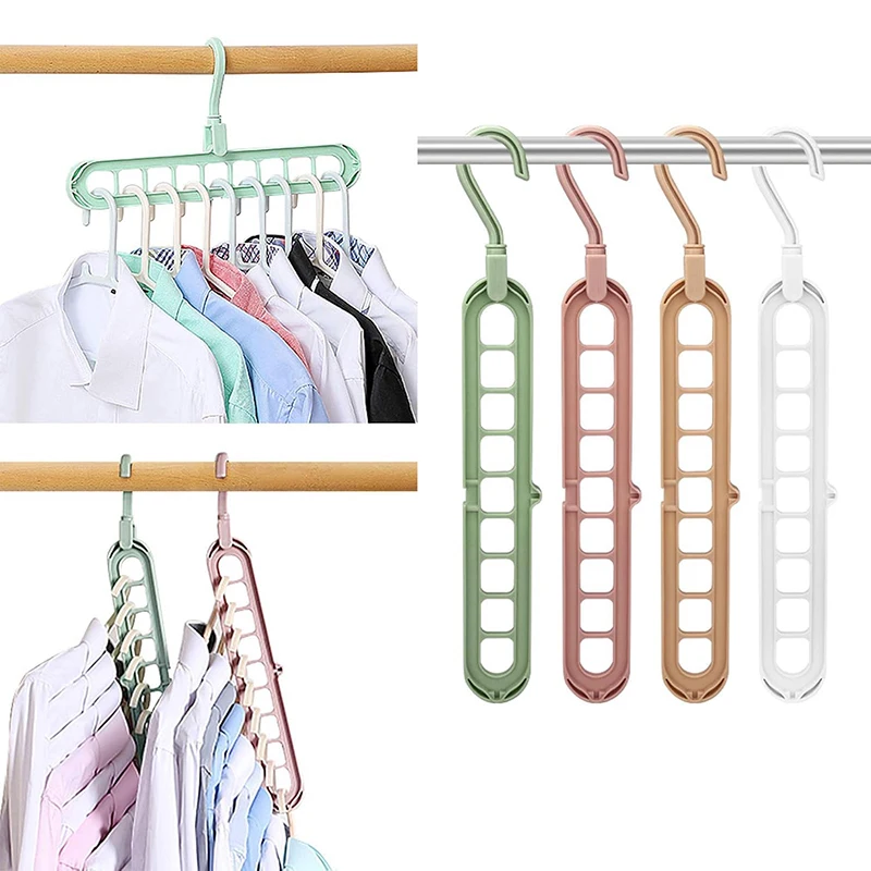 360° Rotating Magic 9-Hole Folding Plastic Clothes Hanger, a Multifunctional Clothes Holder for Home Use, Saving Space
